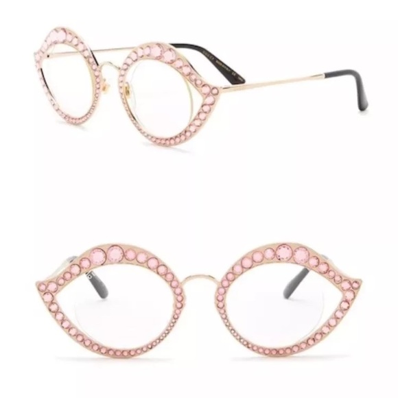Gucci Accessories - GUCCI Pink Crystal Lips Cateye Optical EyeGlasses
